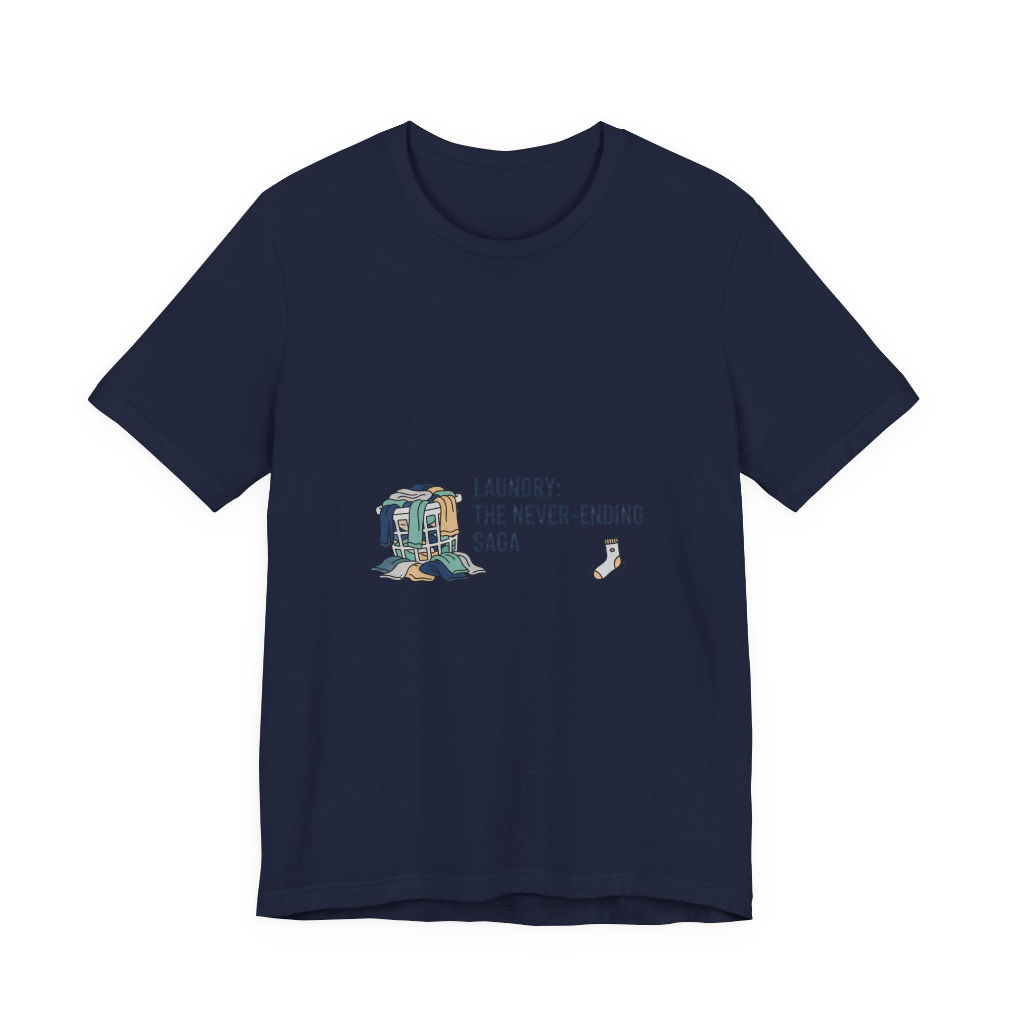 Laundry: The Never-Ending Saga T-Shirt | laundry pile humor, never folded shirt