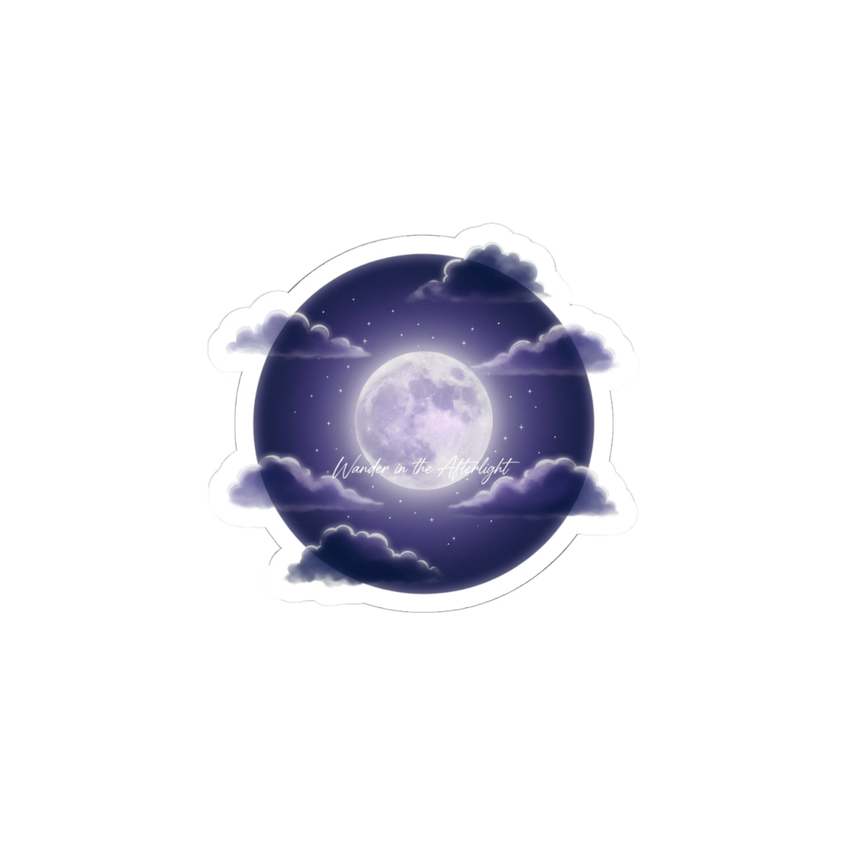 Luminous Moon Nightscape Kiss-Cut Sticker | Afterlight Aesthetic, Cosmic Floral Vibe