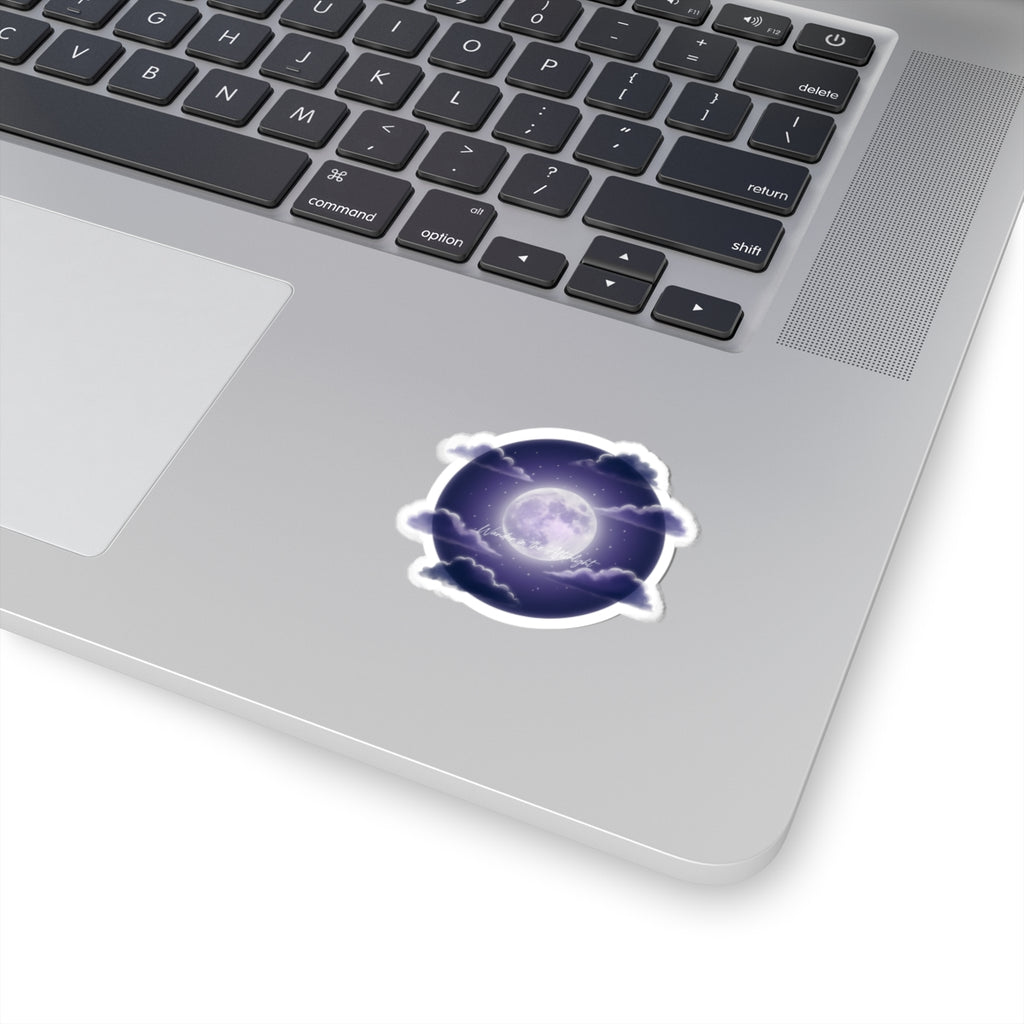 Luminous Moon Nightscape Kiss-Cut Sticker | Afterlight Aesthetic, Cosmic Floral Vibe