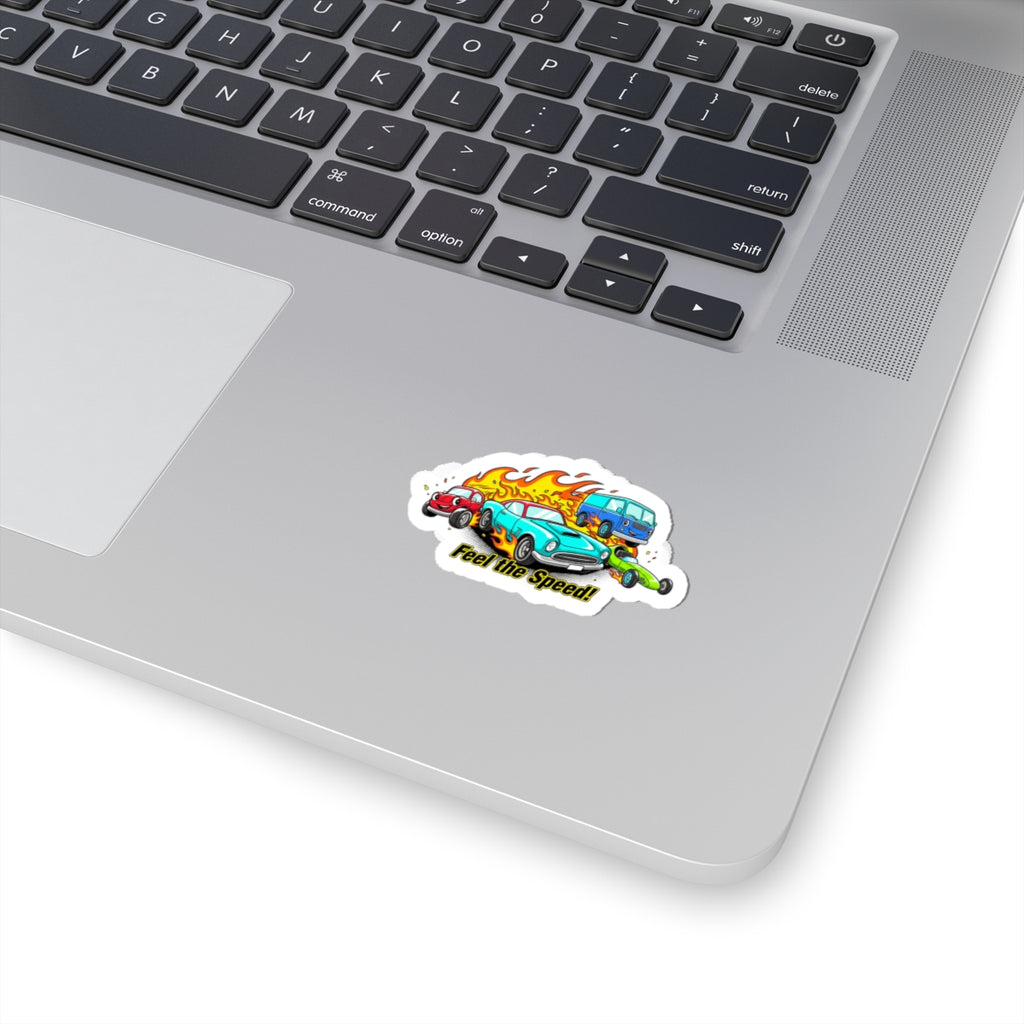 Retro Racing Flames Kiss-Cut Stickers | Cartoon Vintage Car Illustration