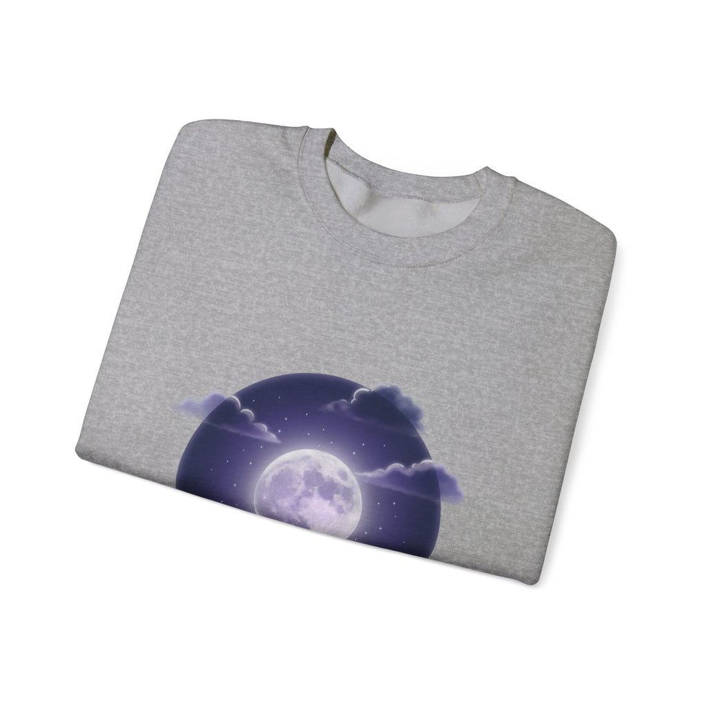 Luminous Moon Nightscape Crewneck, Afterlight Aesthetic, Night Bloom Sweatshirt