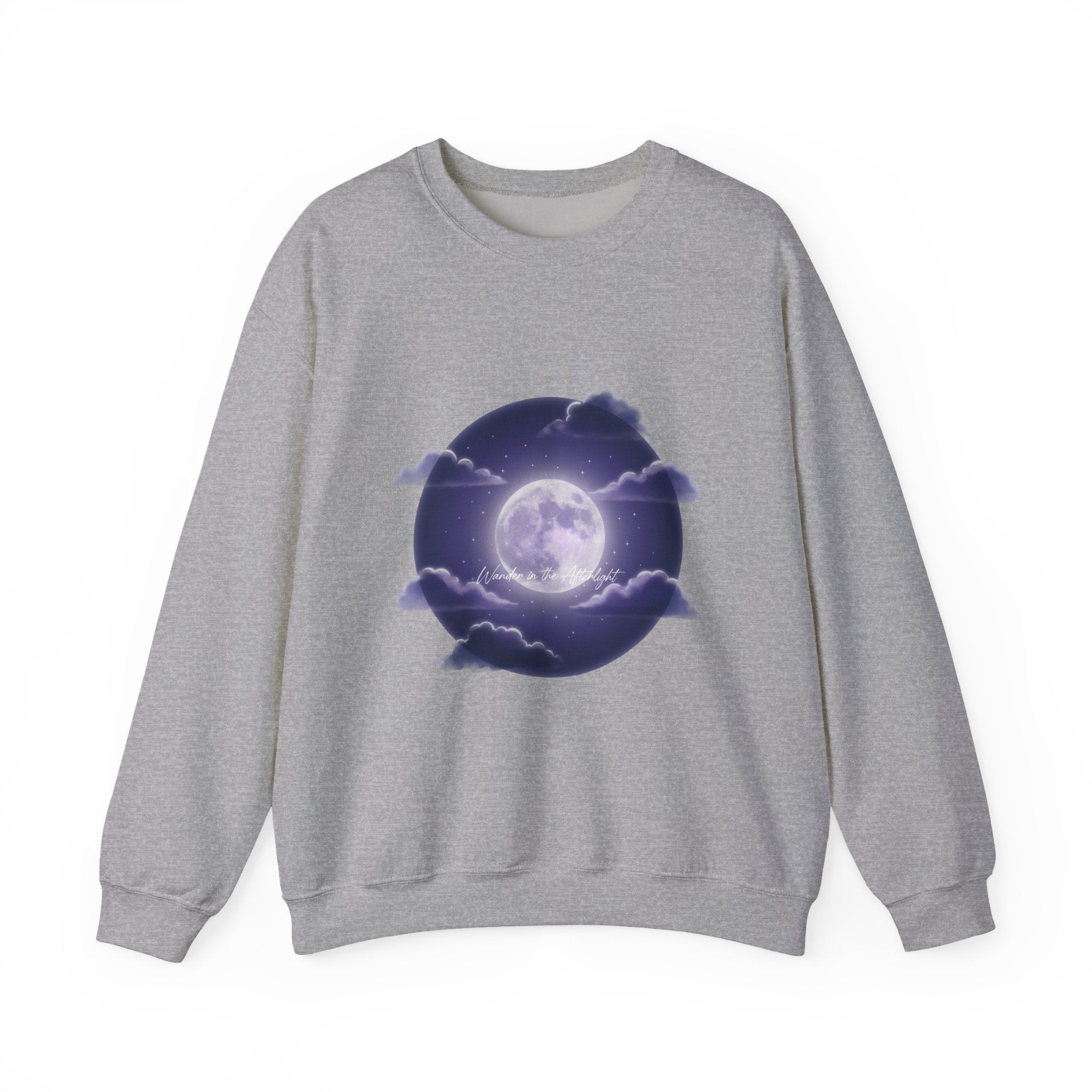 Luminous Moon Nightscape Crewneck, Afterlight Aesthetic, Night Bloom Sweatshirt