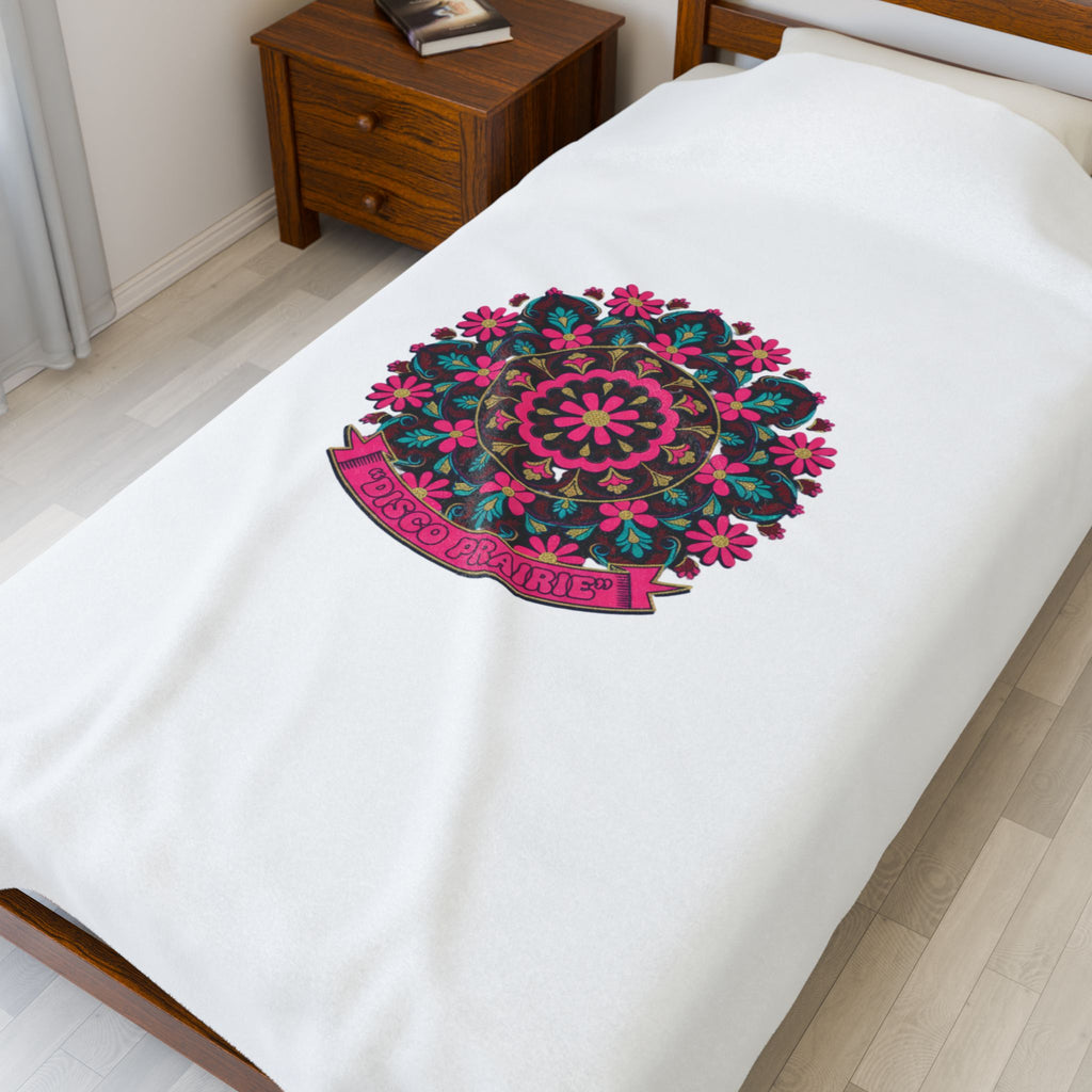 Disco Florals Paisley Medallion Velveteen Plush Blanket | 70s Revival, Maximalist Boho