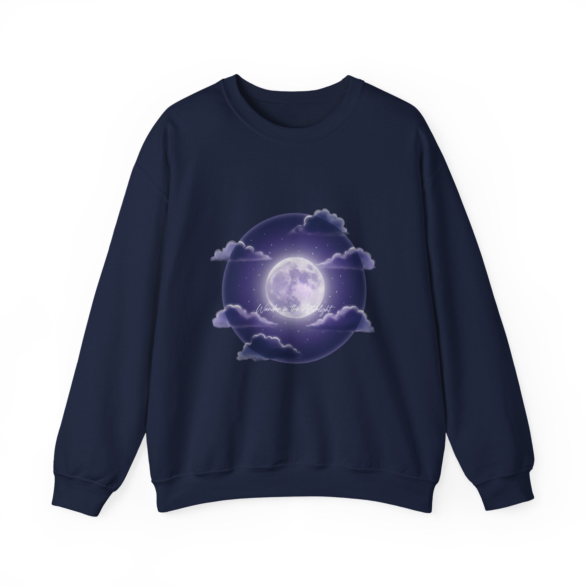 Luminous Moon Nightscape Crewneck, Afterlight Aesthetic, Night Bloom Sweatshirt