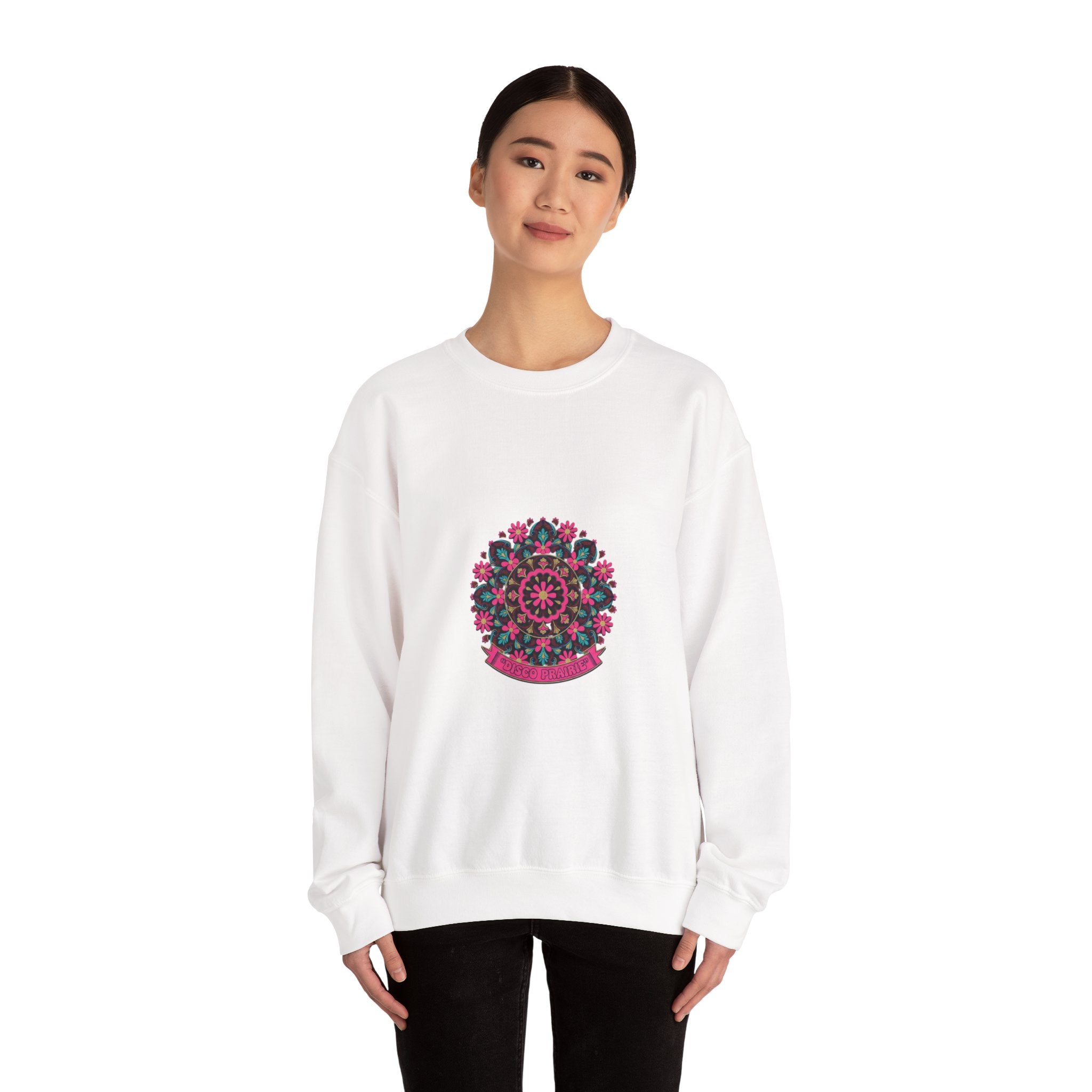 Disco Floral Paisley Mandala Crewneck Sweatshirt | 70s Revival Retro Party