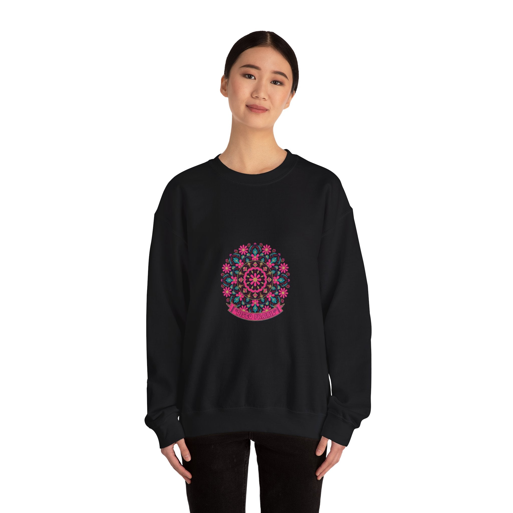 Disco Floral Paisley Mandala Crewneck Sweatshirt | 70s Revival Retro Party