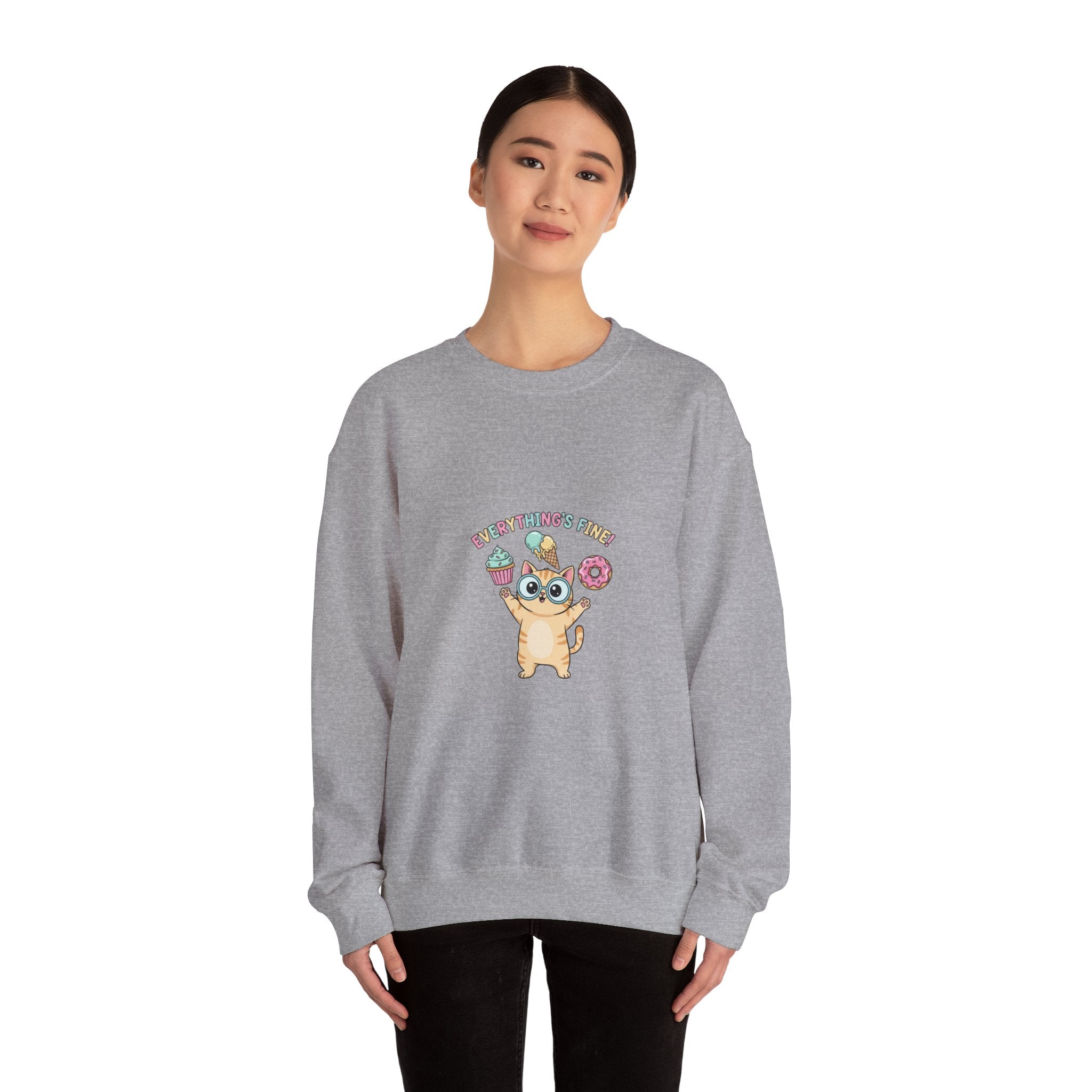Cute Chaos Cat Sweatshirt | mildly unhinged, whimsical weird, pastel kawaii