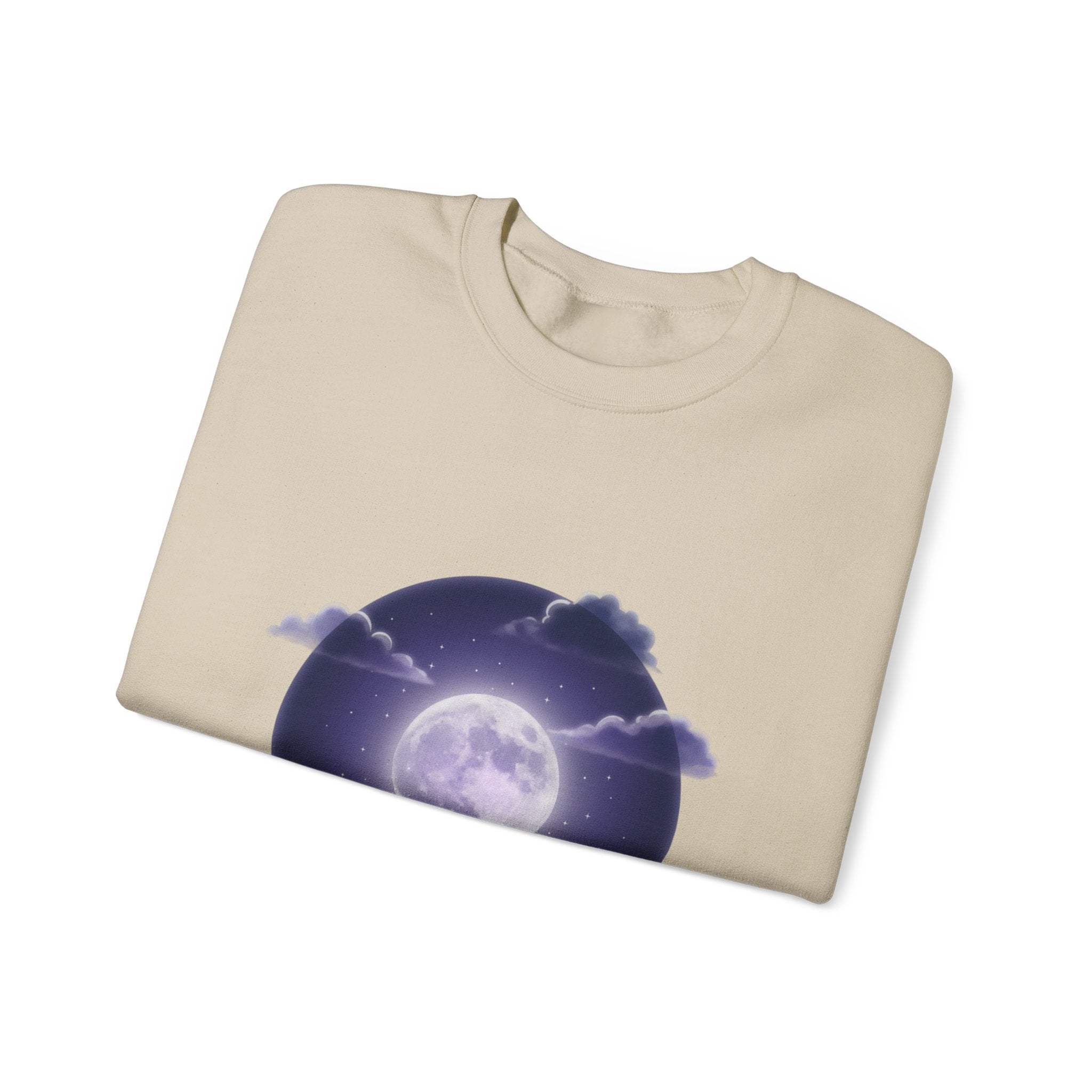 Luminous Moon Nightscape Crewneck, Afterlight Aesthetic, Night Bloom Sweatshirt