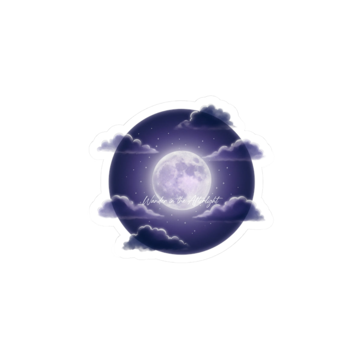 Luminous Moon Nightscape Kiss-Cut Sticker | Afterlight Aesthetic, Cosmic Floral Vibe