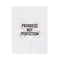 Progress Not Perfection Velveteen Plush Blanket | Handwritten Marker Brush Script, Casual Motivational Throw