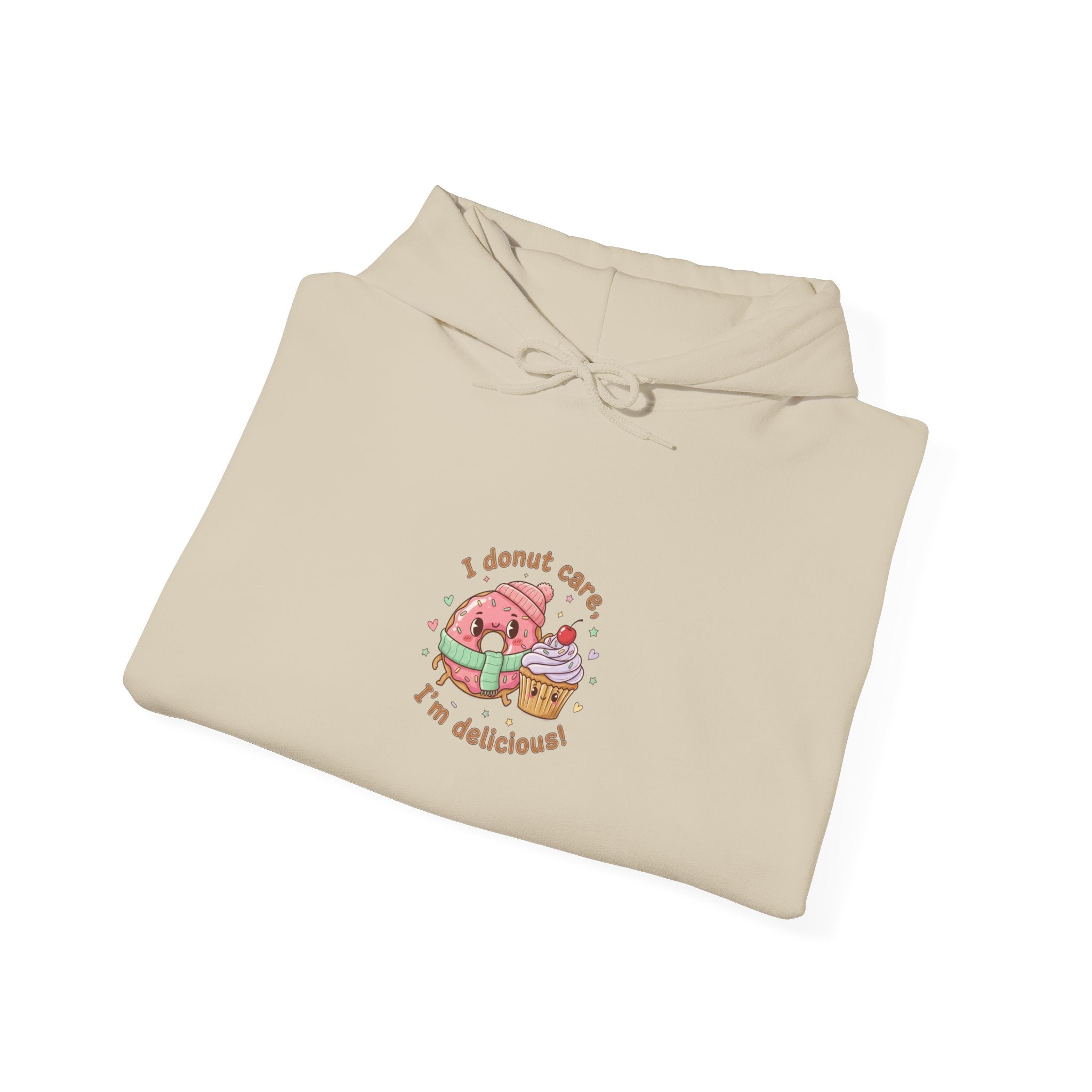 Donut Care, I’m Delicious Hoodie | Food Pun Sweatshirt, Cozy Snack Cartoon